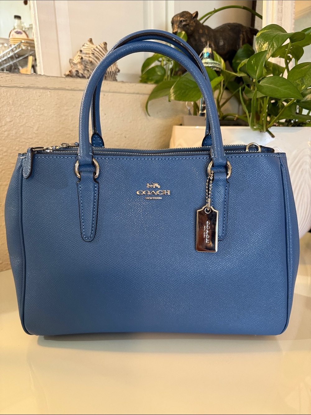 Coach Surrey Carryall in denim blue medium crossbody/top handle bag - Picture 16 of 16